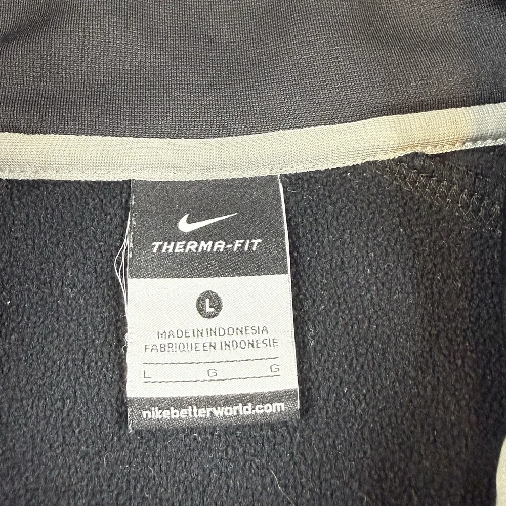 Nike Therma-Fit Core Fleece 1/4 Zip Pullover Black Gray Mens Large 455966-010